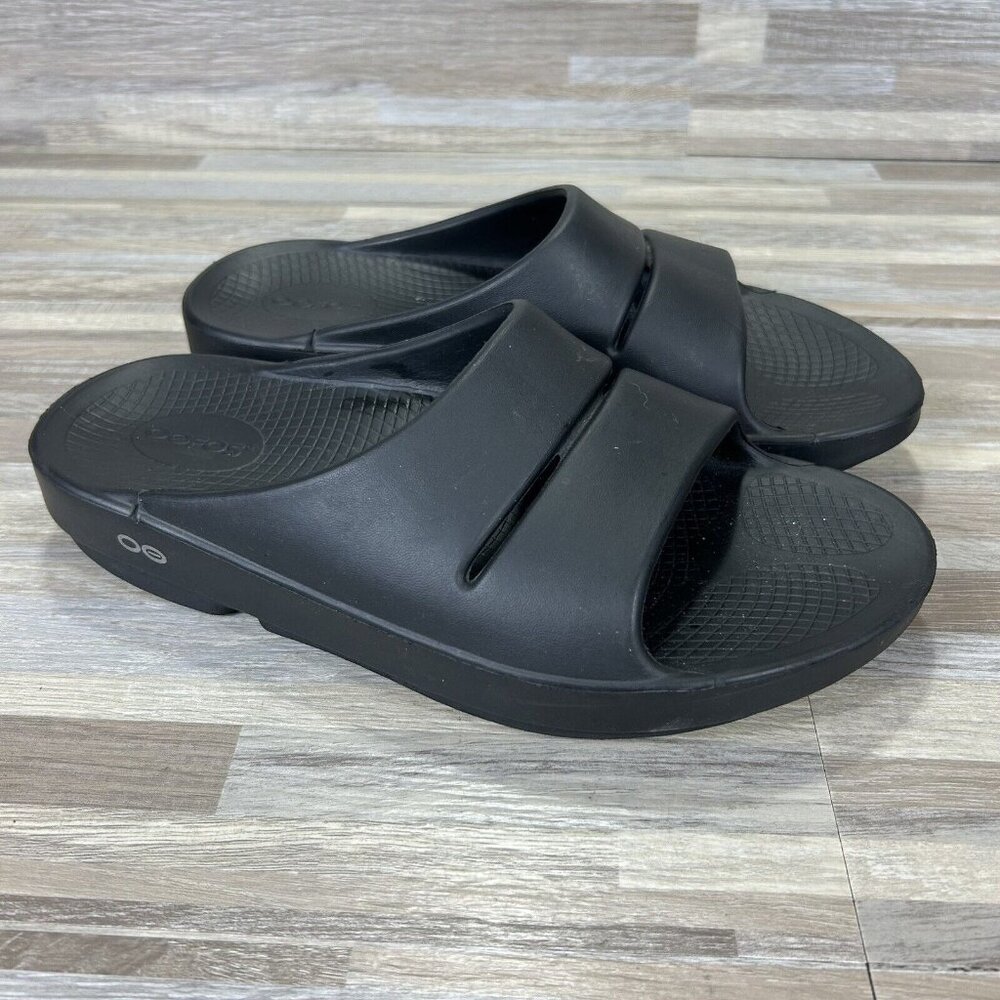 Oofos Ooahh Slide Sandals Mens Size 8 Black Comfort Recovery Shoes, Womens 10